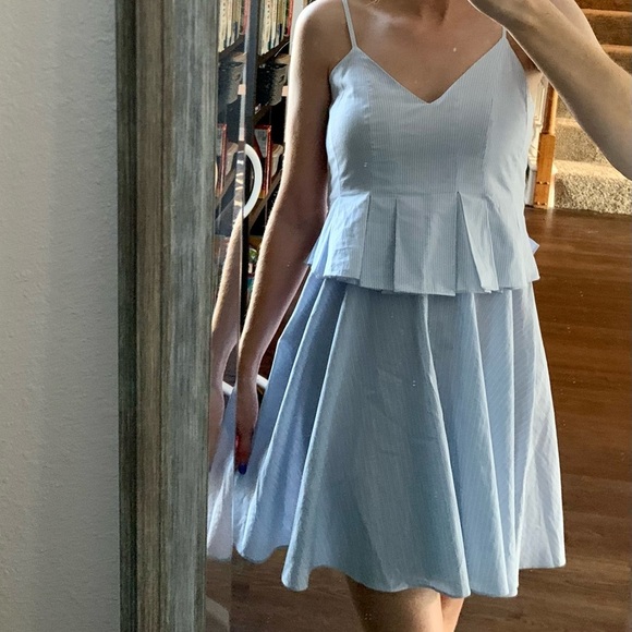 Romeo & Juliet Couture Dresses & Skirts - New Romeo+Juliet Couture light blue pinstripe fit and flare sun dress size small
